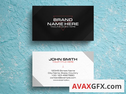 Black And White Business Card with Red Accents 263045014