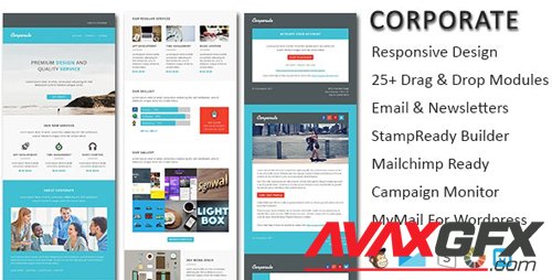 ThemeForest - Corporate v1.0 - responsive email newsletter templates with online Stampready & Mailchimp Builders Access (Update: 5 July 19) - 9663594