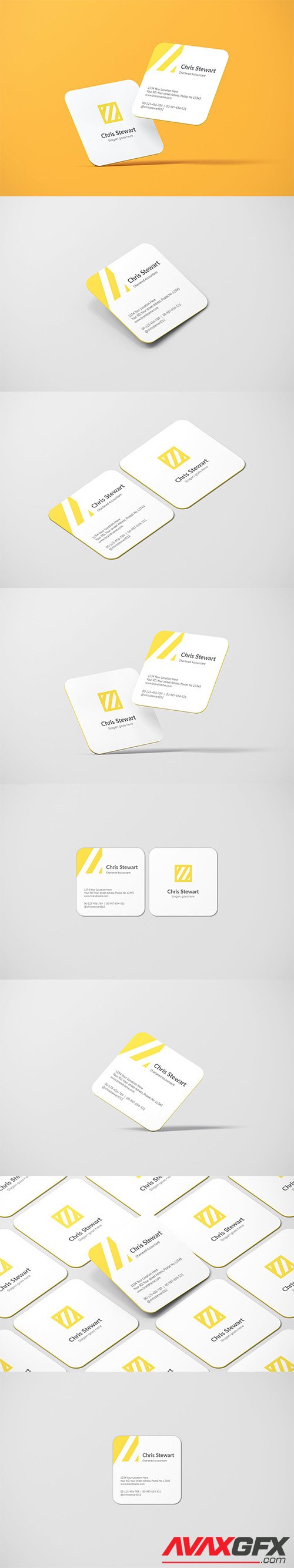 Rounded Square Business Card Mockup