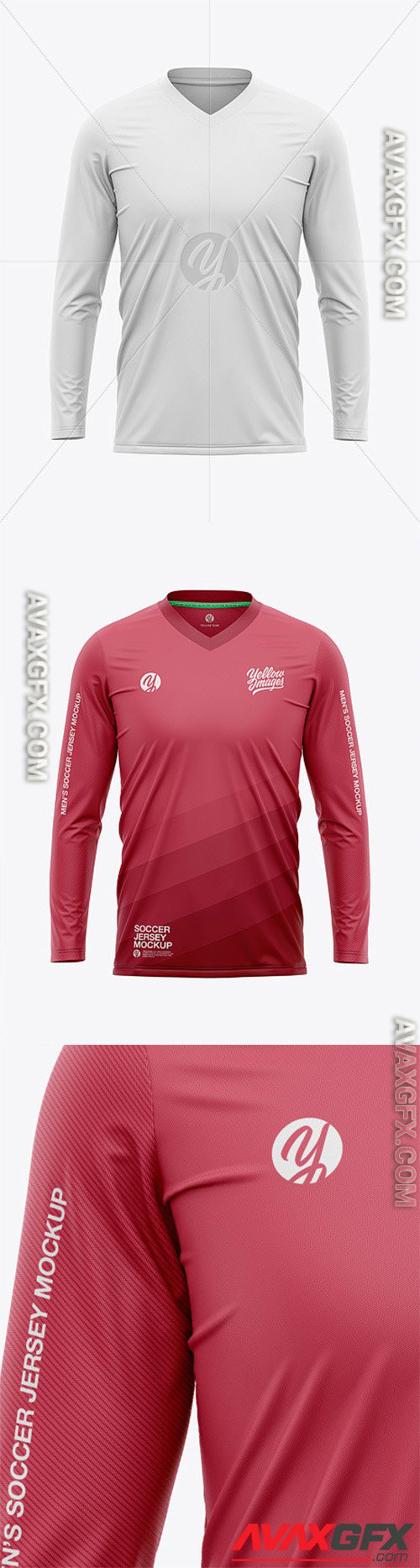 Men’s Long Sleeve Soccer Jersey T-shirt Mockup - Front View - Football Jersey Soccer T-shirt 54992