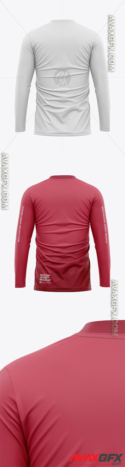Men’s Long Sleeve Soccer Jersey T-shirt Mockup - Back View - Football Jersey Soccer T-shirt 55708