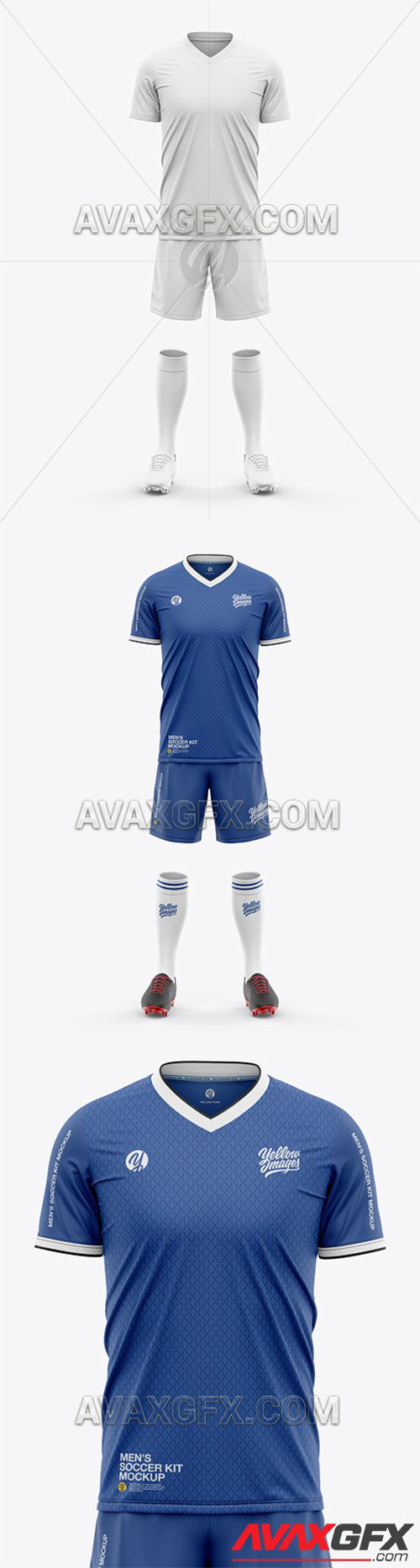Download Men's Full Soccer Kit with V-Neck Jersey Mockup - Front View - Football Kit 56983 » AVAXGFX ...