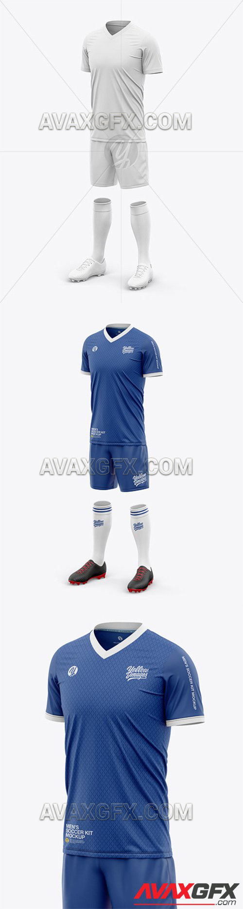 Download Men's Full Soccer Kit with V-Neck Jersey Mockup - Front Half-Side View 57533 » AVAXGFX - All ...