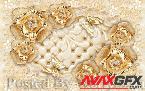 3D psd models european society jewelry flower soft bag wall