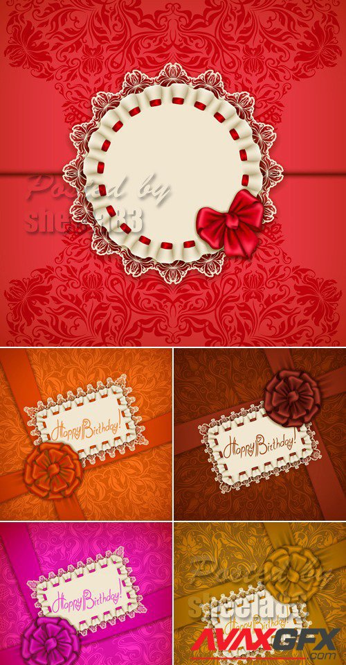 Festive Cards with Bows Vector
