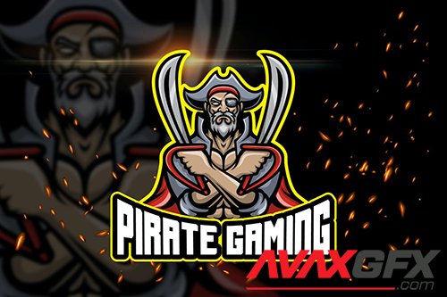 Pirate Gaming - AI and PSD Esport Logo Template