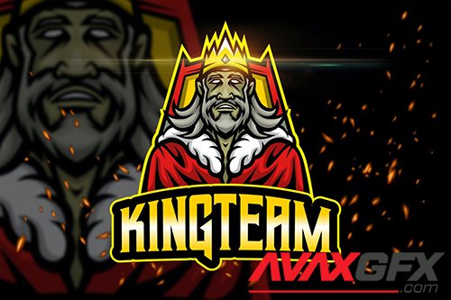 King Team - AI and PSD Esport Logo Template