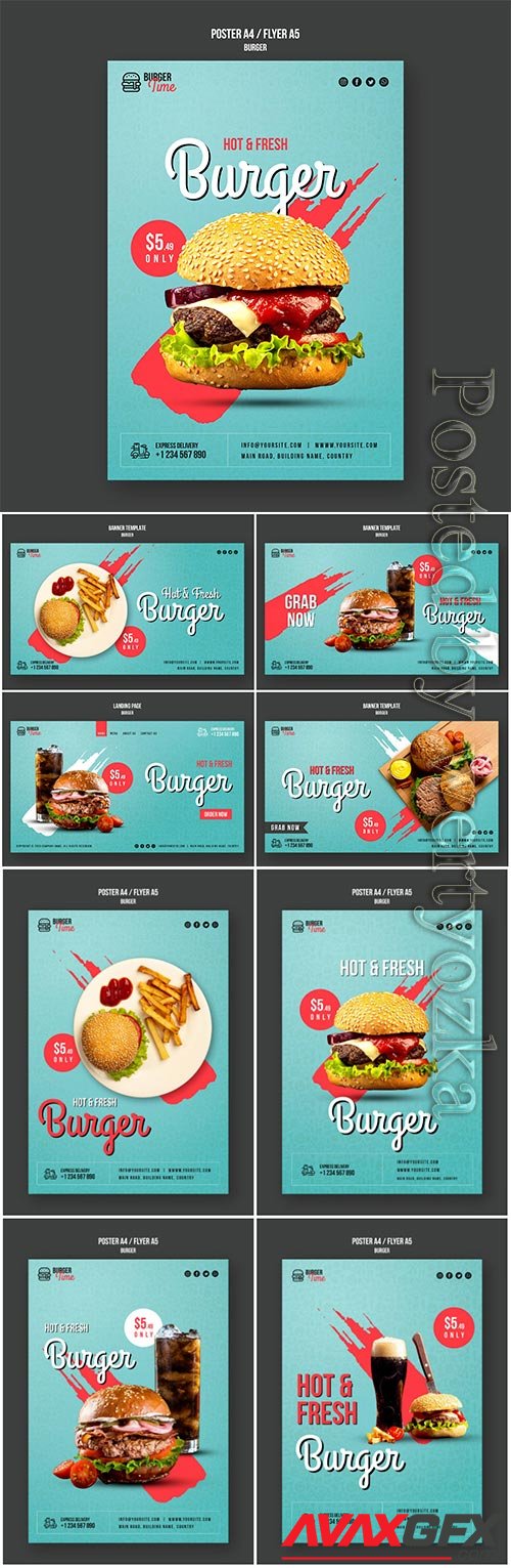 Burger concept flyer psd template
