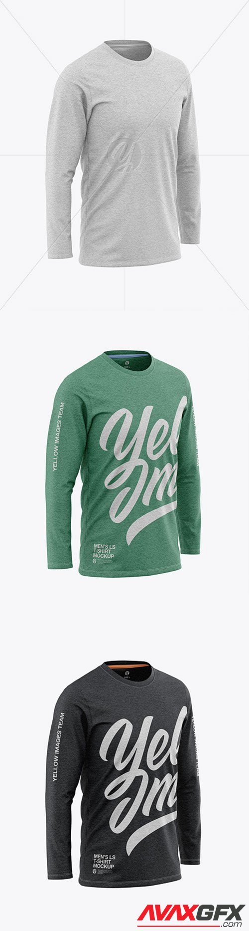 Men's Heather Long Sleeve T-Shirt Mockup - Front View ...