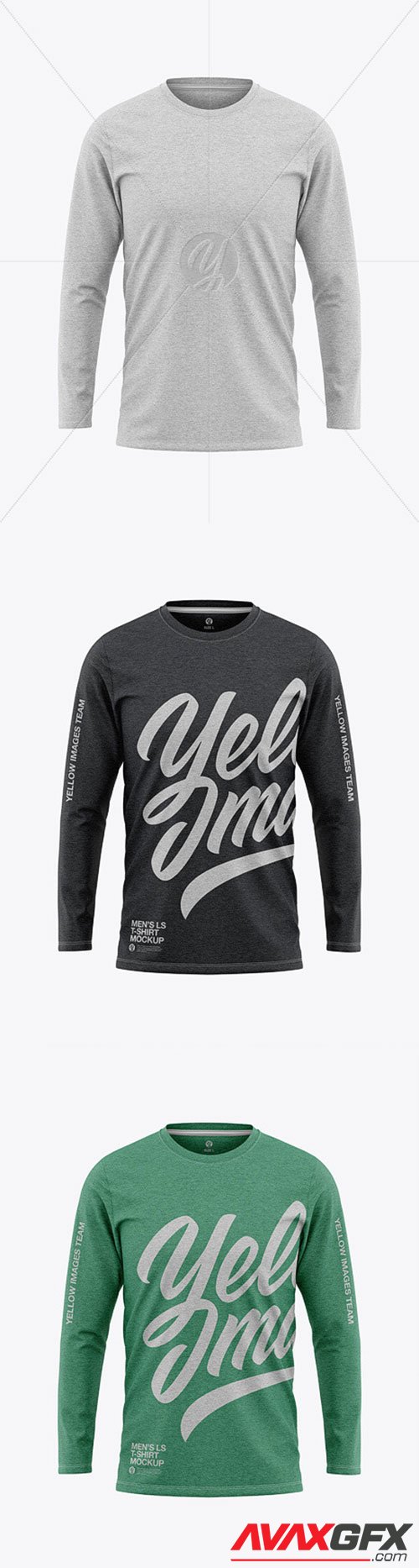 Download Men's Heather Long Sleeve T-Shirt Mockup - Front View ...