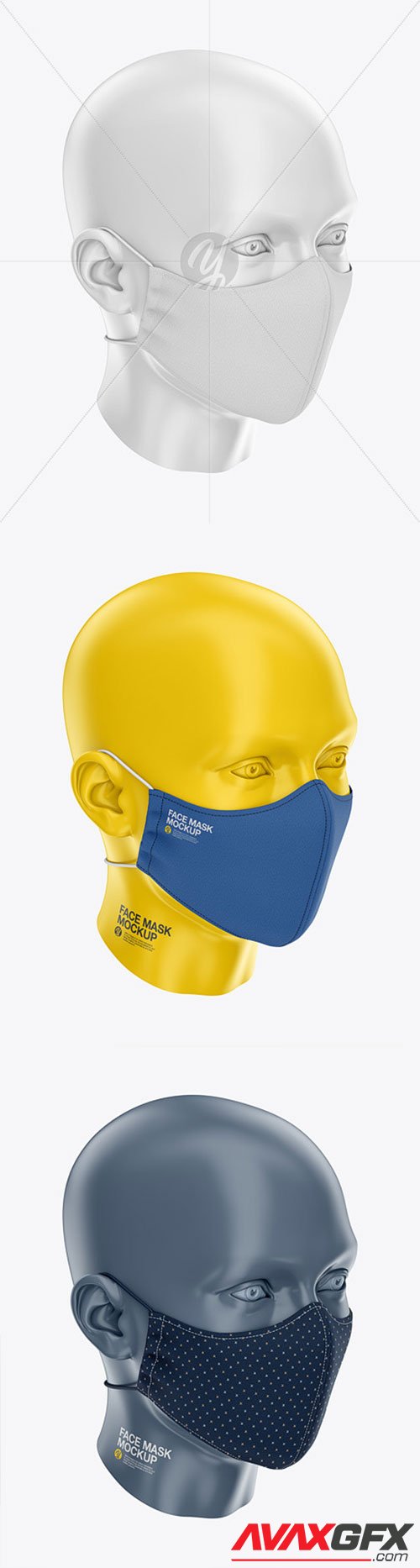 Download Face Mask with Elastic Cord and Stopper - Front Half-Side ...