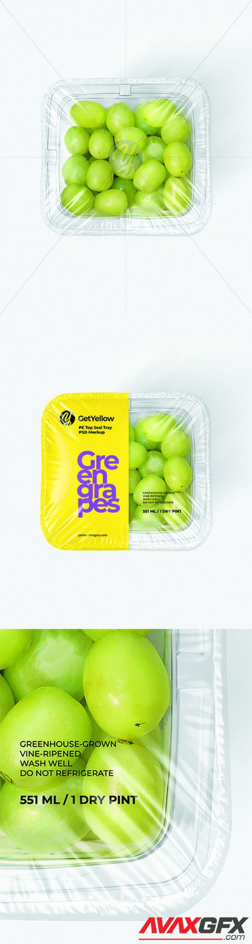Clear Plastic Tray with Green Grapes Mockup 68893