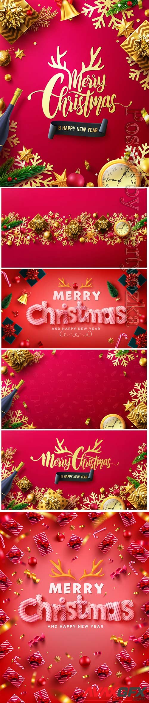 Vector of merry christmas & happy new year promotion poster or banner