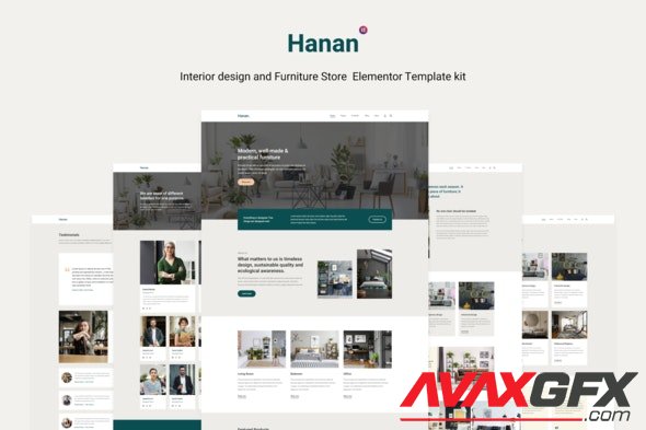 ThemeForest - Hanan v1.0.0 - Interior Design & Furniture Store Elementor Template kit - 29547992