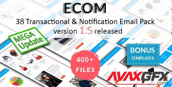 ThemeForest - ECOM v1.5 - 38 Unique Transactional and Notification Email Templates with 3 Layouts - 18361870