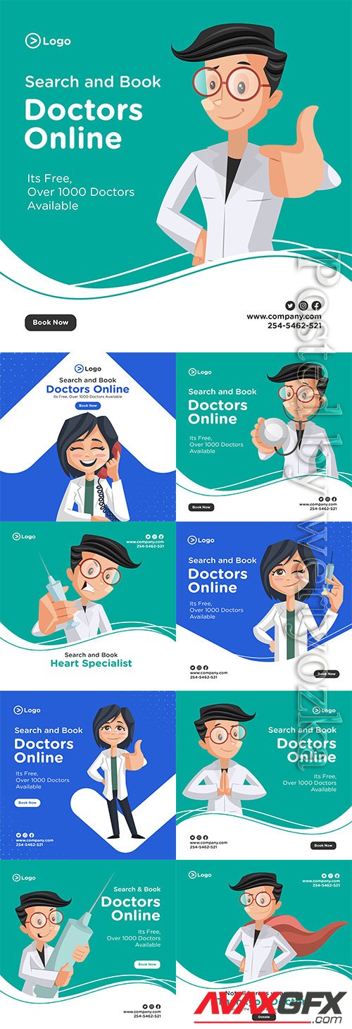 Search and book doctors online banner design