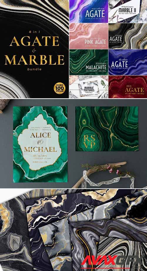Agate, Marble & Gold Textures Bundle - 5877271