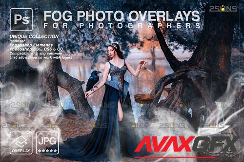 Photoshop overlay: Fog overlay, Smoke overlay & Halloween overlay V2