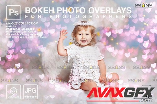 Valentine overlay & Photoshop overlay: Bokeh heart backdrop