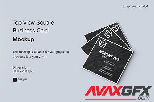 Top View Square Business Card Mockup