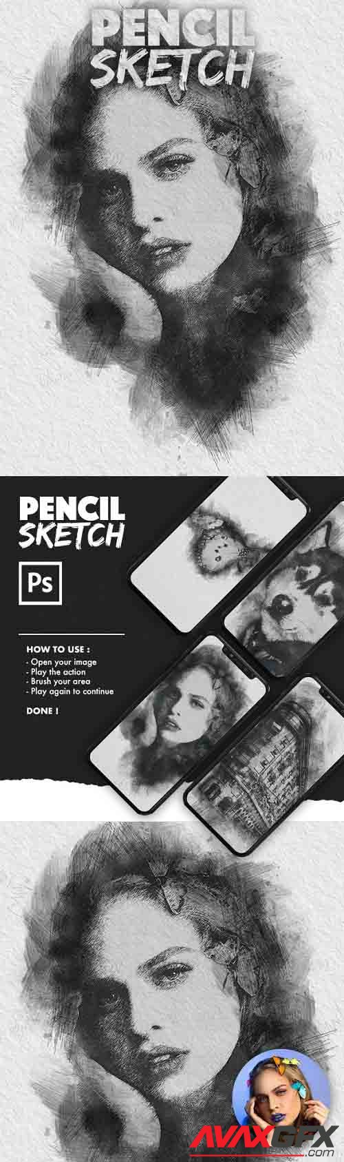 Pencil Sketch Photoshop Action - 30142592
