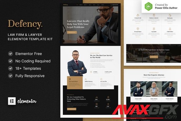 ThemeForest - Defency v1.0.0 - Law Firm & Lawyer Elementor Template Kit - 31230859