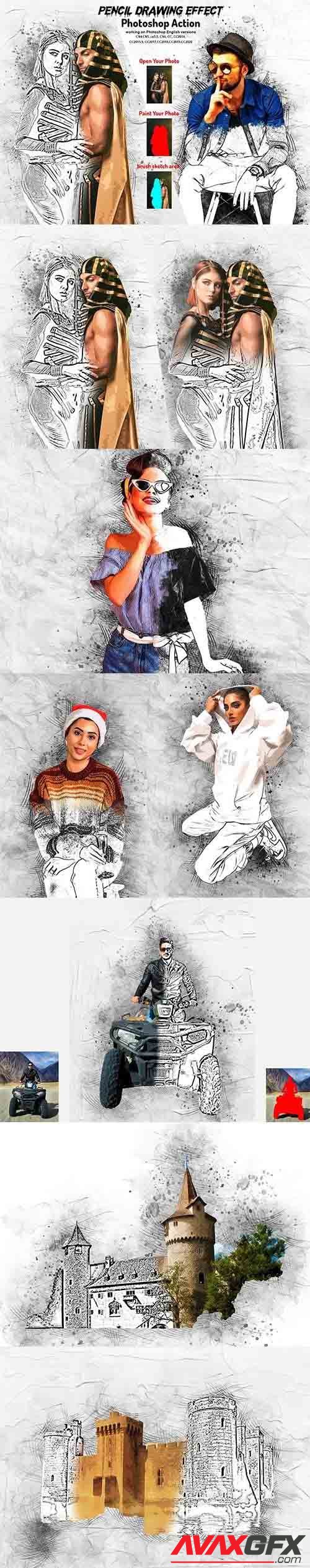 CreativeMarket - Pencil Drawing Effect PS Action 5891890