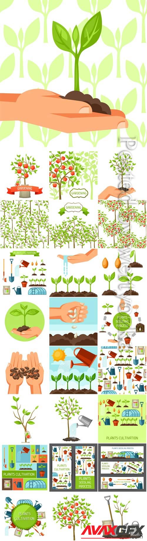 Gardening, nature and people concept in vector