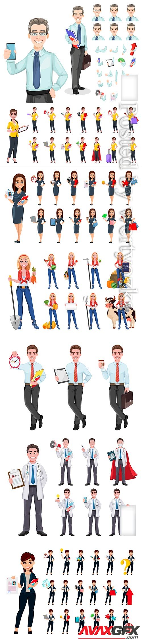 Men and women, people cartoon character in vector