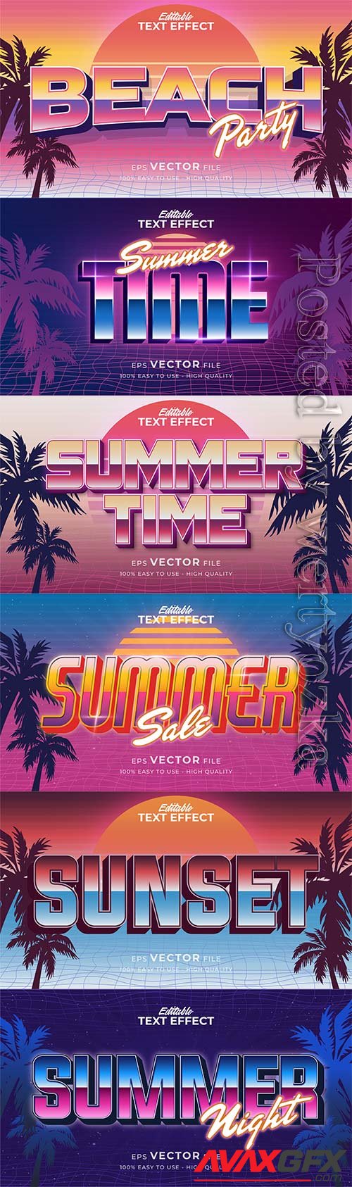 Text style effect, retro summer text in grunge style vol 9