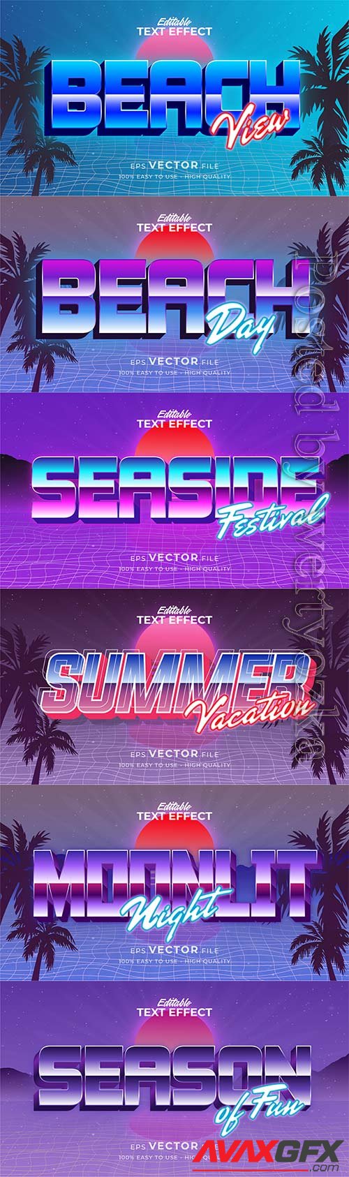 Text style effect, retro summer text in grunge style vol 6