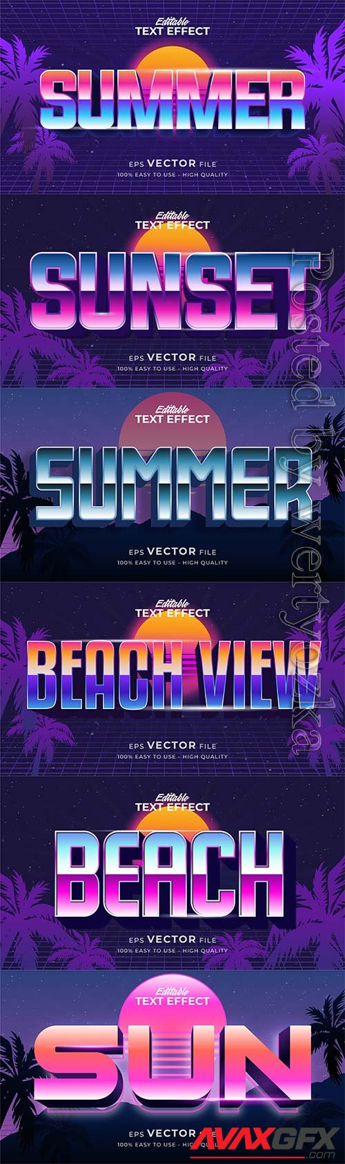 Text style effect, retro summer text in grunge style vol 4