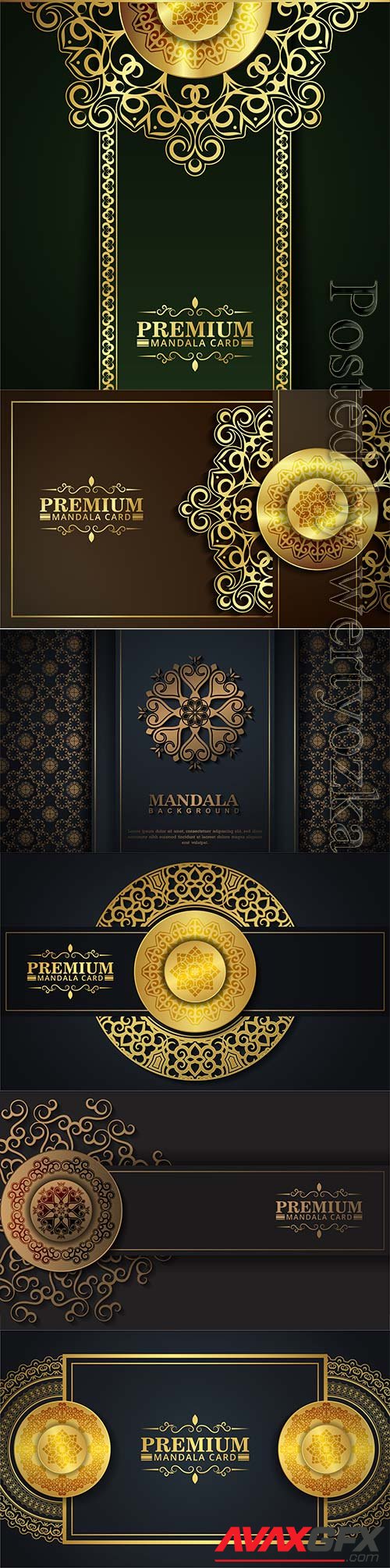Luxury dark mandala card in vector
