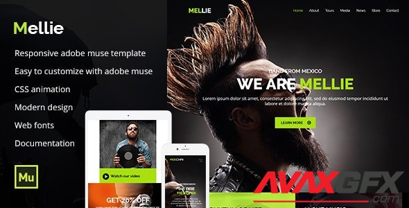 ThemeForest - Mellie v1.0 - Music Muse Template (Update: 6 August 19) - 20668875