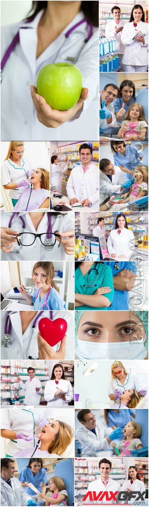 Set of photos with doctors stock photo