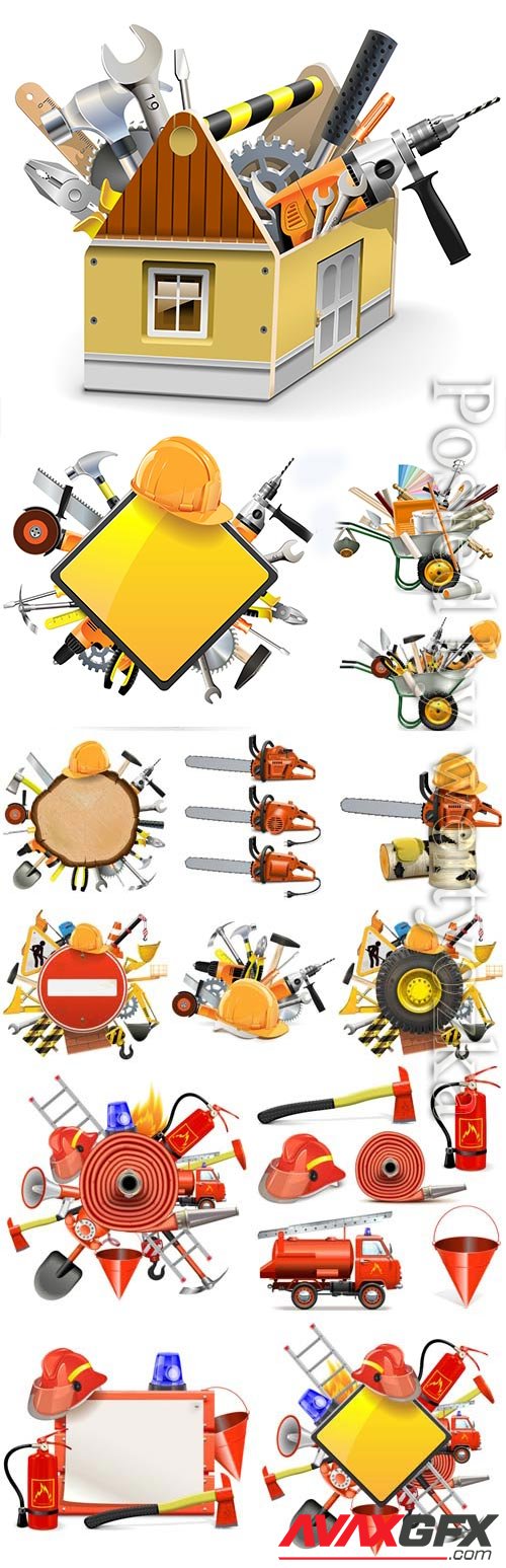 Set of construction tools in vector