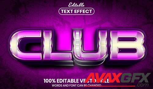Club text, font style editable text effect