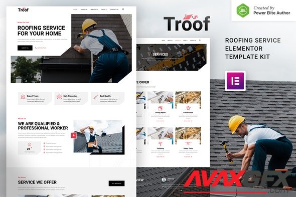 ThemeForest - Troof v1.0.0 - Roofing Service Elementor Template Kit - 33039752