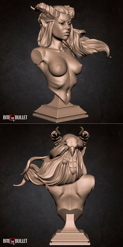 Lysera Anatomical Bust - Horned Woman – 3D Printable STL