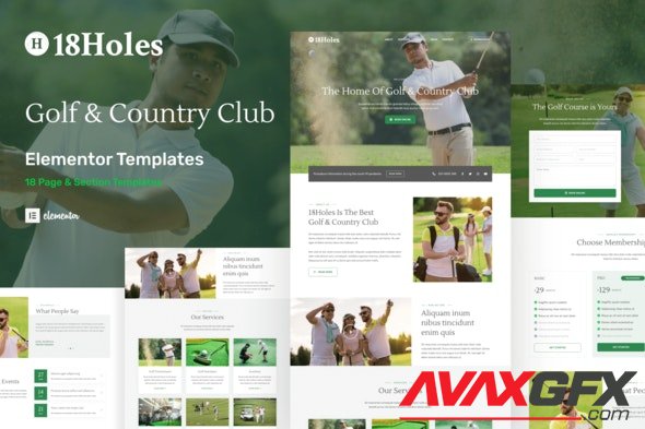 ThemeForest - 18Holes v1.0.0 - Golf & Country Club Website Elementor Template Kit - 33273627