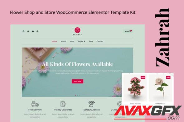 ThemeForest - Zahrah v1.0.0 - Flower Shop & Store WooCommerce Elementor Template Kit - 33248861