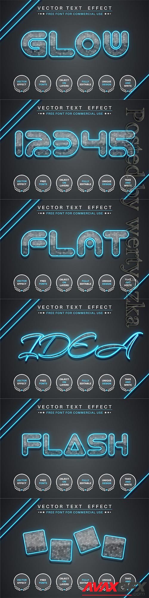Flash glass - editable text effect, font style