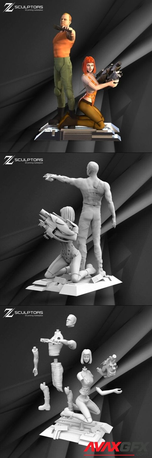 The Fifth Element - Leeloo and Korben – 3D Printable STL