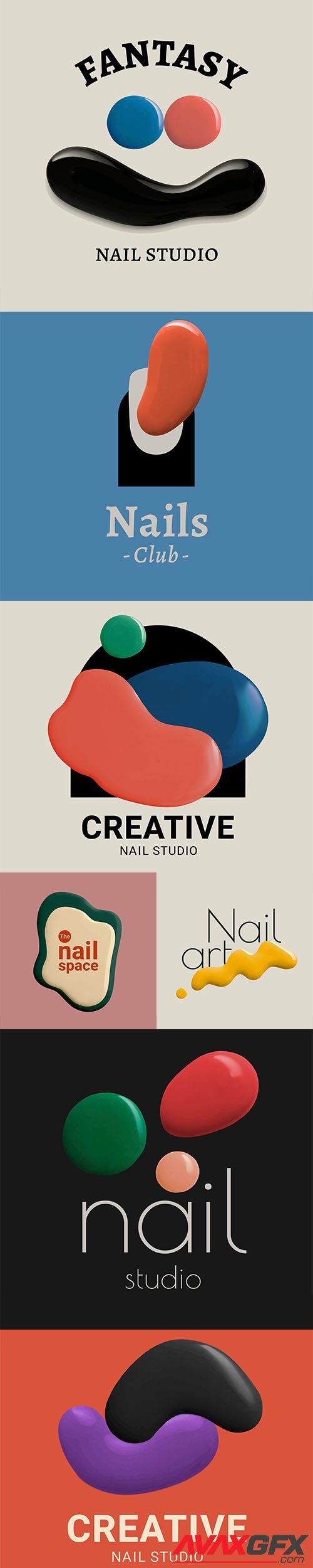 Nails business logo vector creative color paint style