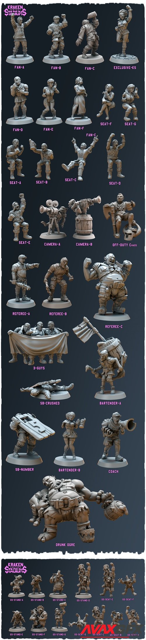 Kraken Fantasy Stadium Miniatures Pack – 3D Printable STL