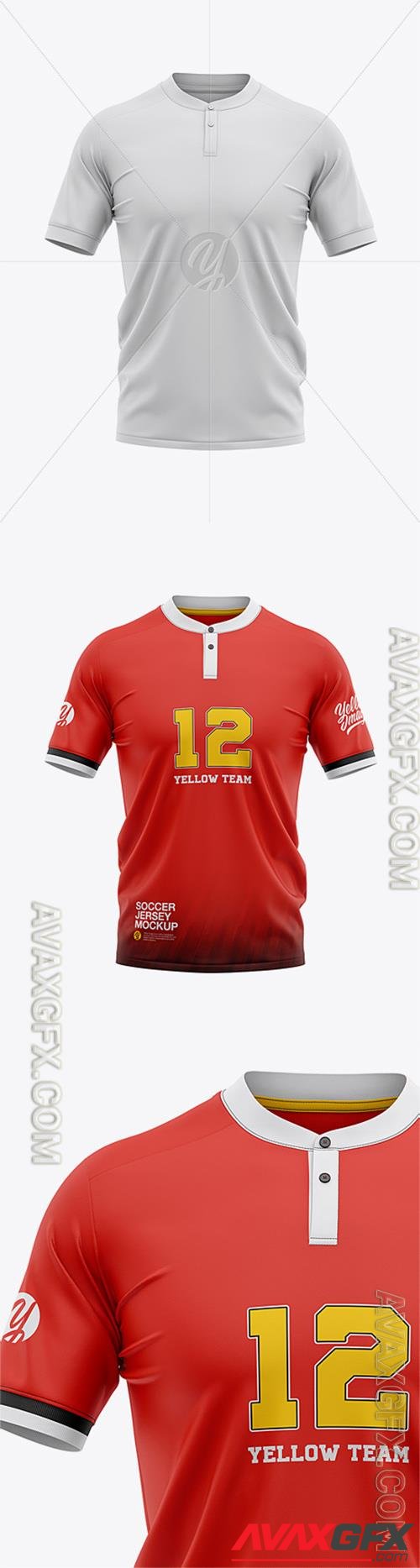 Men’s Henley Collar Soccer Jersey Mockup - Front View - Football Jersey Soccer T-shirt 34557