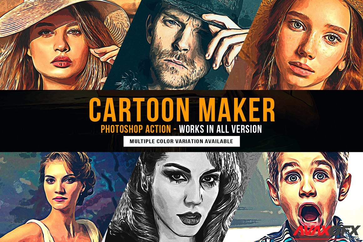 CreativeMarket - Cartoon Maker Photoshop Action 6424304 ATN