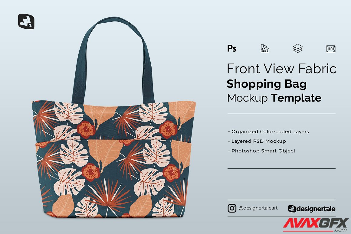CreativeMarket - Frontview Fabric Shopping Bag Mockup 5353625