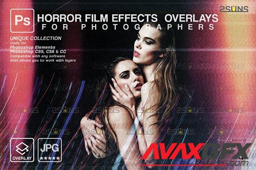 Horror effects, Film Grain Textures, Scratch Photo Overlays V2 - 1447898