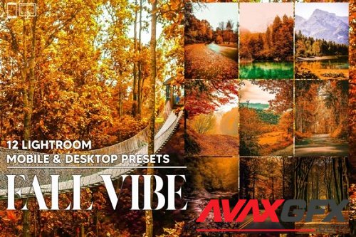 12 Fall Vibe Lightroom Presets, Landscape Mobile Preset, Multi-color moody & bright Desktop LR Filter